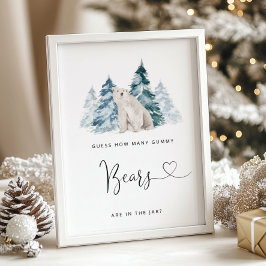 Polar björn Gissa hur många gummibjörnar det är Poster