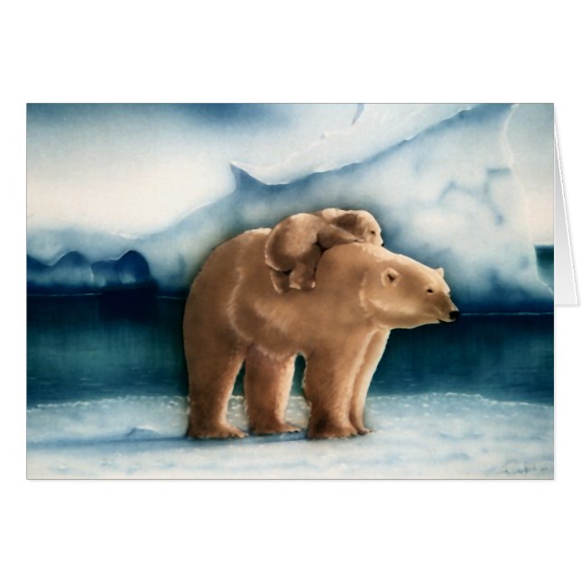 Polar björn hälsningskort (Framsidan Horizontal)