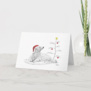 Polar björn i en Santa hatt Helgkort