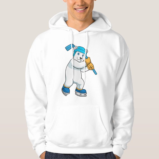 Polar björn i ishockey med ishockeyklubb hoodie (Framsida)