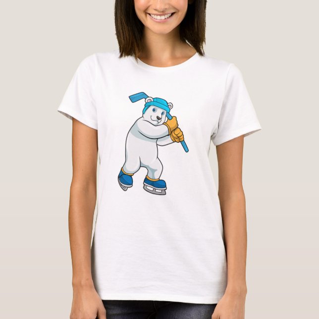 Polar björn i ishockey med ishockeyklubb t shirt (Framsida)