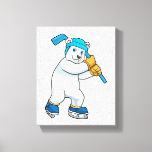 Polar-björn i ishockey med Stick Canvastryck