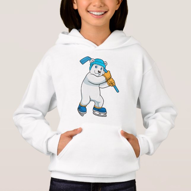 Polar-björn i ishockey med Stick T Shirt (Framsida)