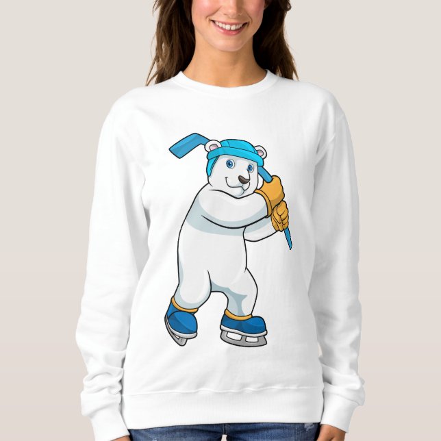 Polar-björn i ishockey med Stick T Shirt (Framsida)