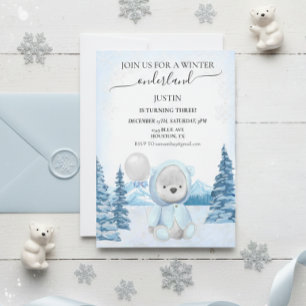 Polar Björn Jul En Första Födelsedag Vinter Inbjudningar