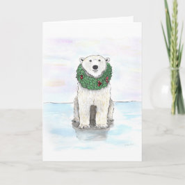 Polar björn med helgdagkranen helgkort