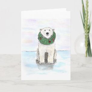 Polar björn med helgdagkranen helgkort