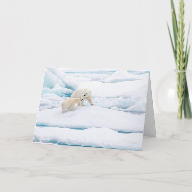 Polar björn med unge helgkort (Framsida)