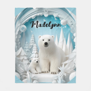 Polar Björn med vitvinter i Unge Fleecefilt