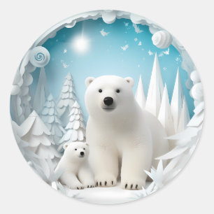 Polar Björn med vitvinter i Unge Runt Klistermärke