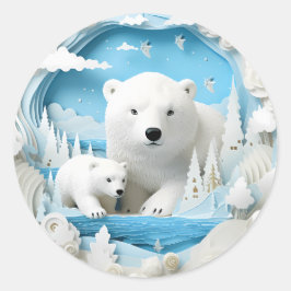 Polar Björn med vitvinter i Unge Runt Klistermärke