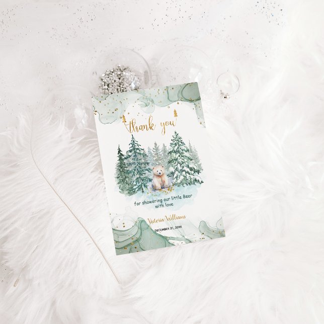 Polar Björn Minimalistisk Vinter Bebis Shower Tack Kort (Skapare uppladdad)