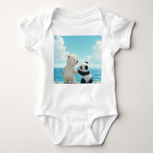 Polar björn och baby panda t shirt (Framsida)