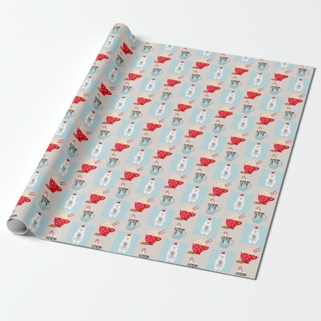 Polar Björn och Hett Kakaojul Papper Presentpapper (Utrullad)