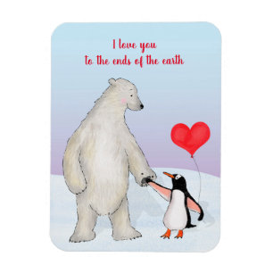 Polar björn och penguin "kärlek you"-magnet magnet