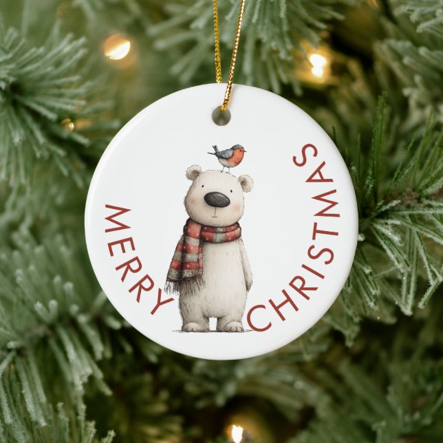 Polar Björn och Robin God Jul Julgransprydnad Keramik (Träd)