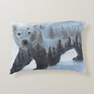 Polar björn och skogen prydnadskudde