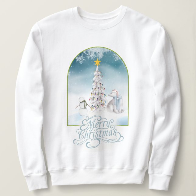 Polar Björn och Snögubbe-jultröja T Shirt (Design framsida)