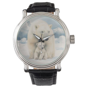 Polar Björn och Unge arktiska arktiska arktiska ar Armbandsur