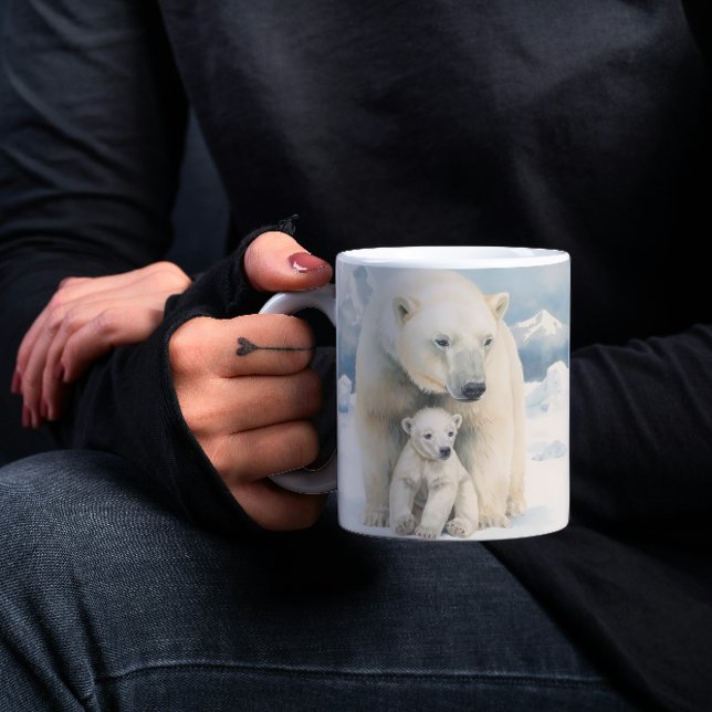Polar Björn och Unge arktiska arktiska arktiska ar Kaffemugg (Skapare uppladdad)