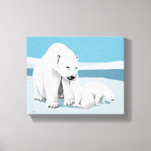 Polar Björn och Unge Canvastryck