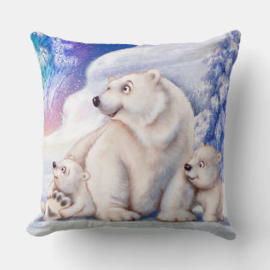 Polar björn och unge söt kudde