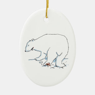 Polar Björn oval keramisk dekoration 2-sidig