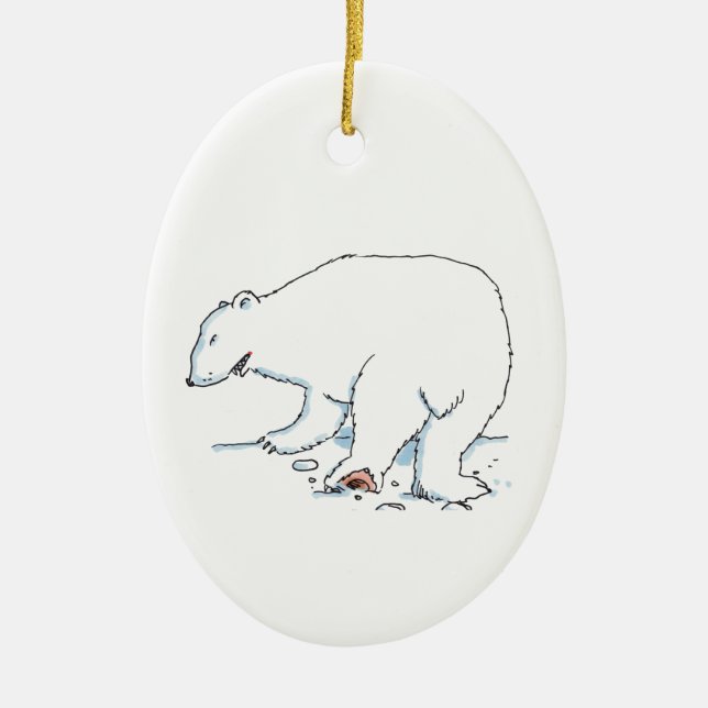 Polar Björn oval keramisk dekoration 2-sidig (Framsidan)