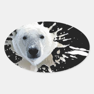 polar björn ovalt klistermärke