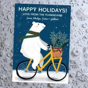 Polar Björn på Bike Handmade Cute-Anpassningsbarna Julkort