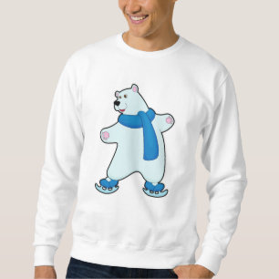 Polar björn på isar som roterar med Scarf Lång Ärmad Tröja