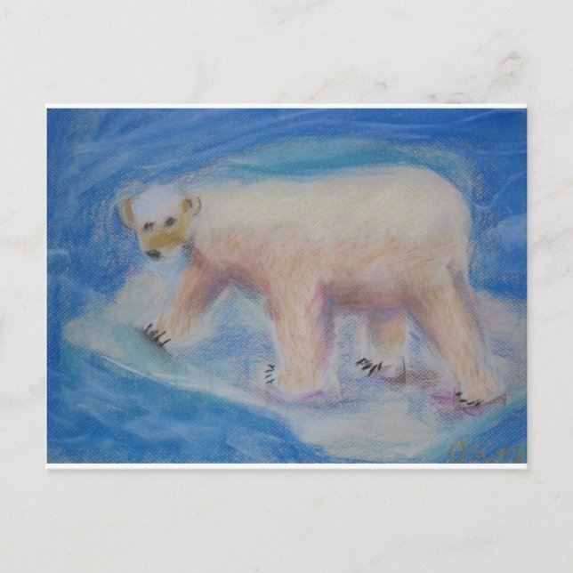 Polar björn på krympande is vykort (Framsida)