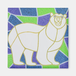 Polar björn på målat glass magnet