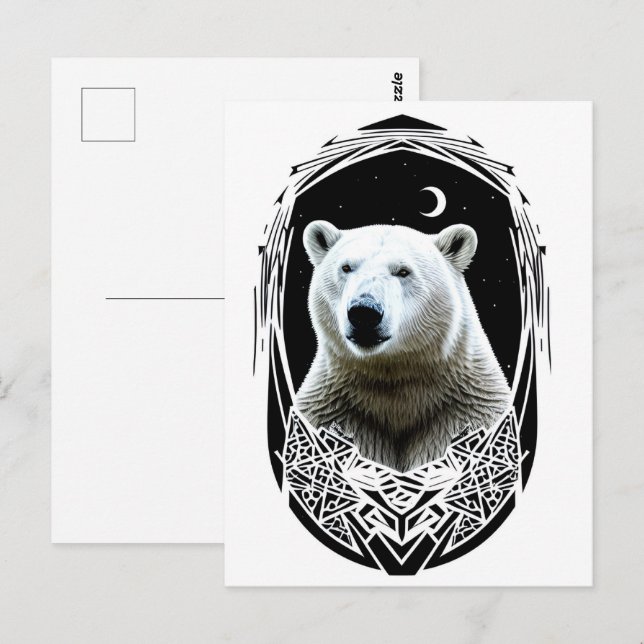 Polar björn porträtt vykort (Fram/baksida)