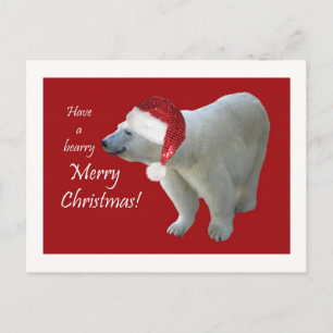 Polar björn Santa för julhälsningkort Helg Vykort