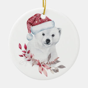 Polar björn Santa God jul söt Julgransprydnad Keramik