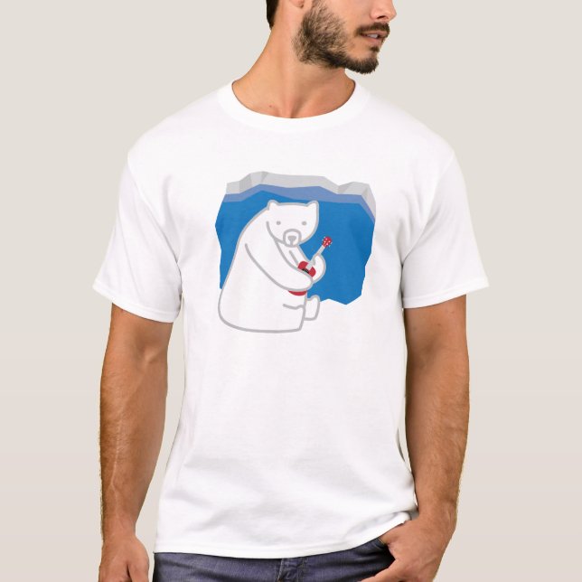Polar björn som leker ukulelen tee (Framsida)