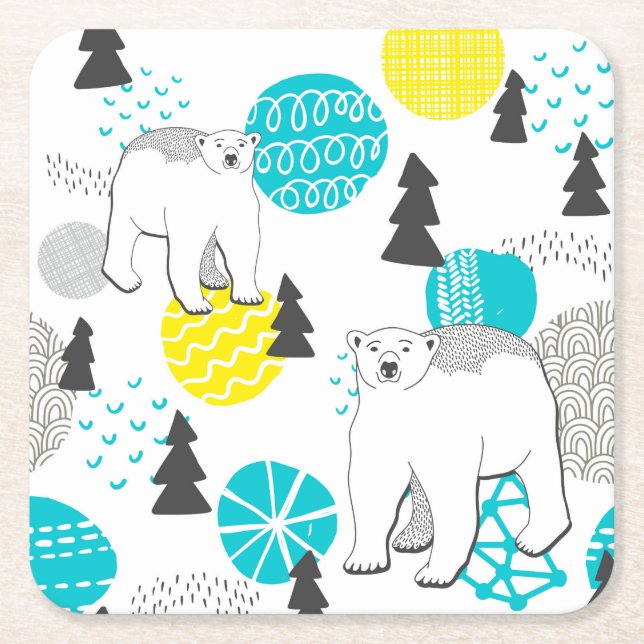 Polar björn underlägg papper kvadrat (Framsidan)