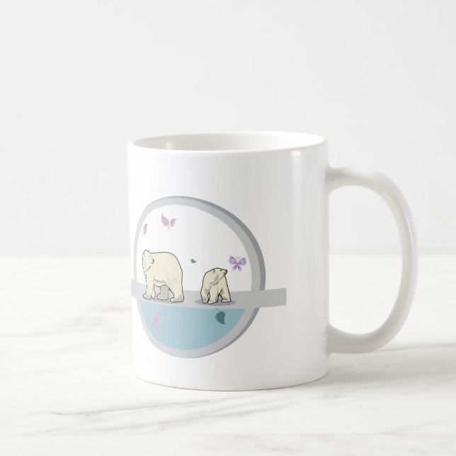 Polar björnar - föräldrar och barn kaffemugg (Höger)