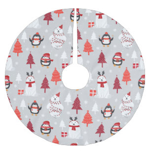 Polar Björnar och penguiner Julgransmatta Borstad Polyester