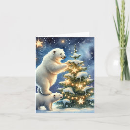 Polar Björnar under Julkortet för stjärnnatten Kort