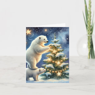 Polar Björnar under Julkortet för stjärnnatten Kort