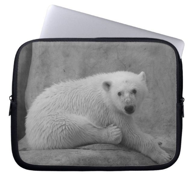 Polar björnlaptop sleeve för svartvit baby (Framsidan)