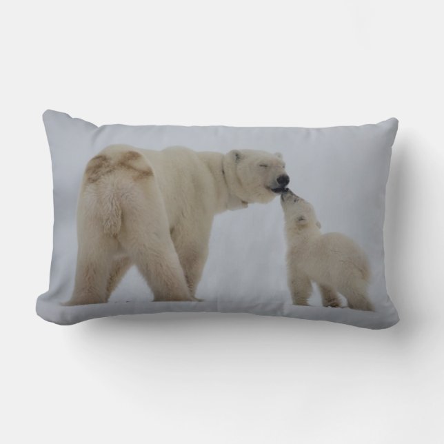 Polar björnmor med ungen lumbarkudde (Framsida)