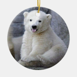 Polar björnunge julgransprydnad keramik