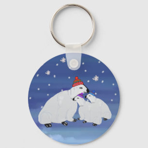 Polar björnvinterhelgdag Keychains Nyckelring