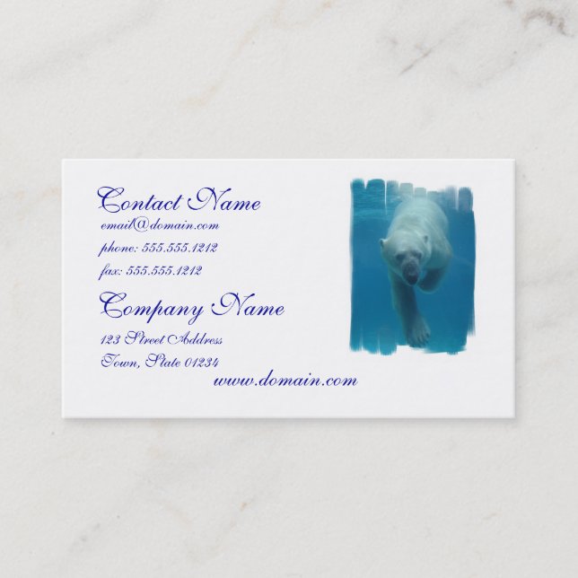 Polar björnvisitkort för simning visitkort (Framsida)