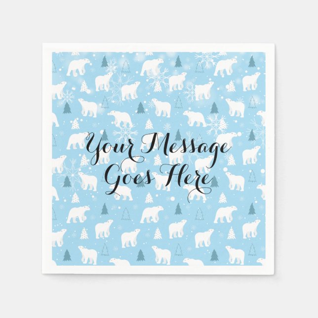 Polar Bläddra Snöflingor lägg till ditt meddelande Pappersservett (Framsidan)