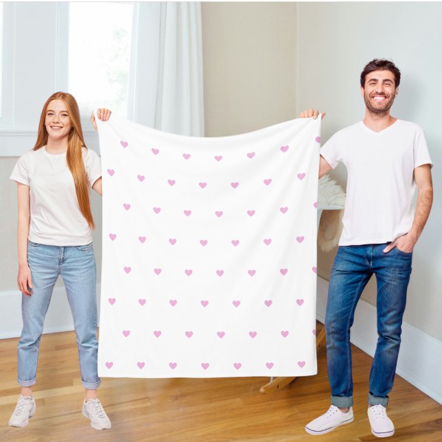 Polar blanket with pink hearts,  modern blanket  fleecefilt (Skapare uppladdad)