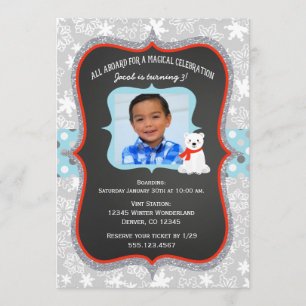 Polar Express Boy Foto Birthday-inbjudan Inbjudningar